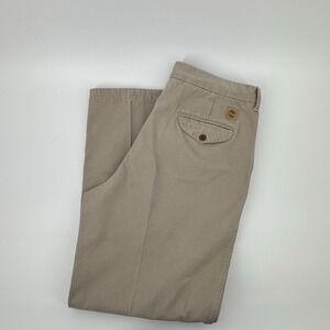 Tommy Hilfiger Men's Khaki Chino Pants 38x32 Flat Front Beige Cotton Casual Work